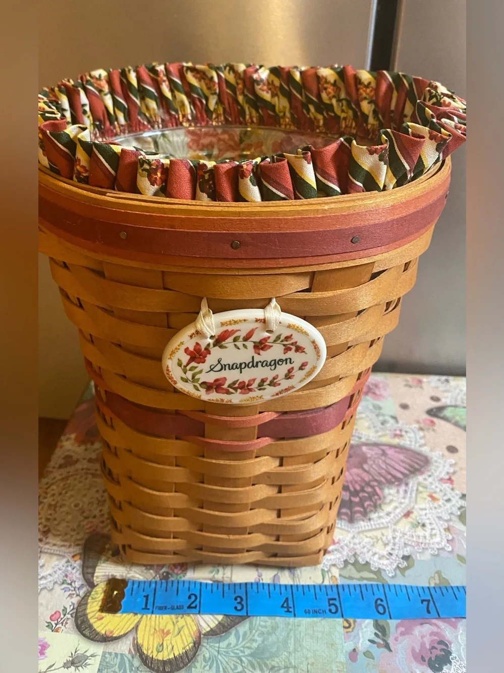 Vintage 1998 Longaberger Snapdragon Basket Cottagecore Farmhouse Decor